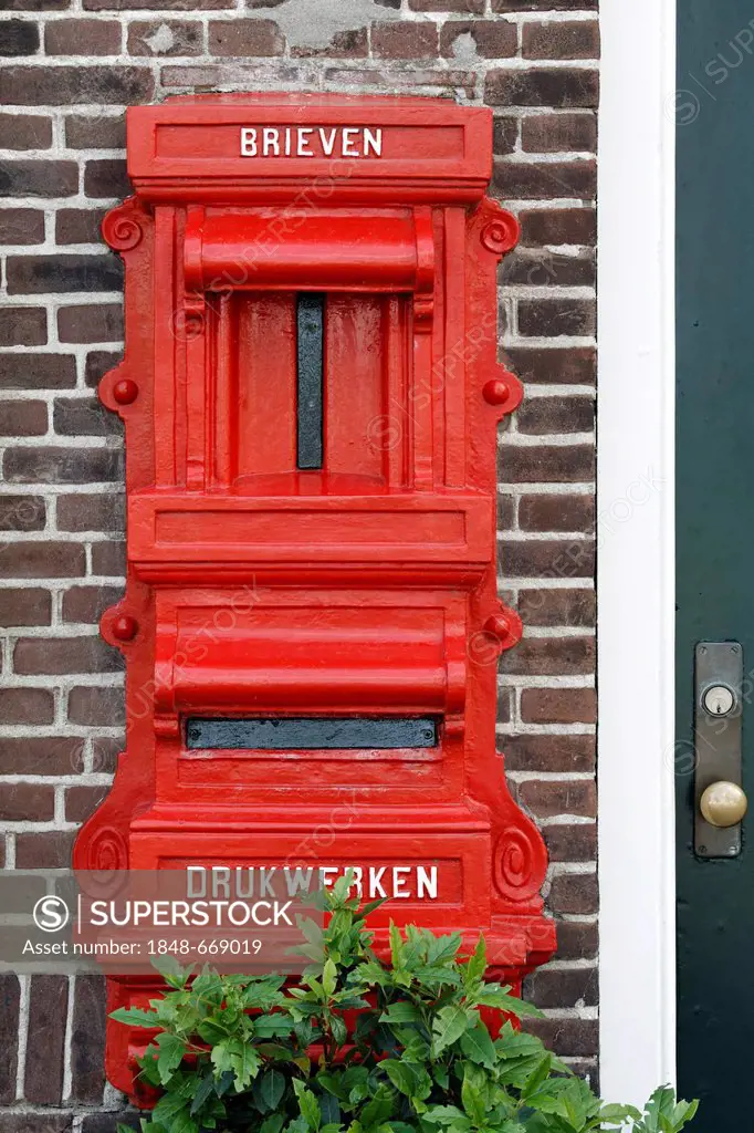 Historic letter box on a house in Middelburg, Walcheren, Zeeland, Netherlands, Europe