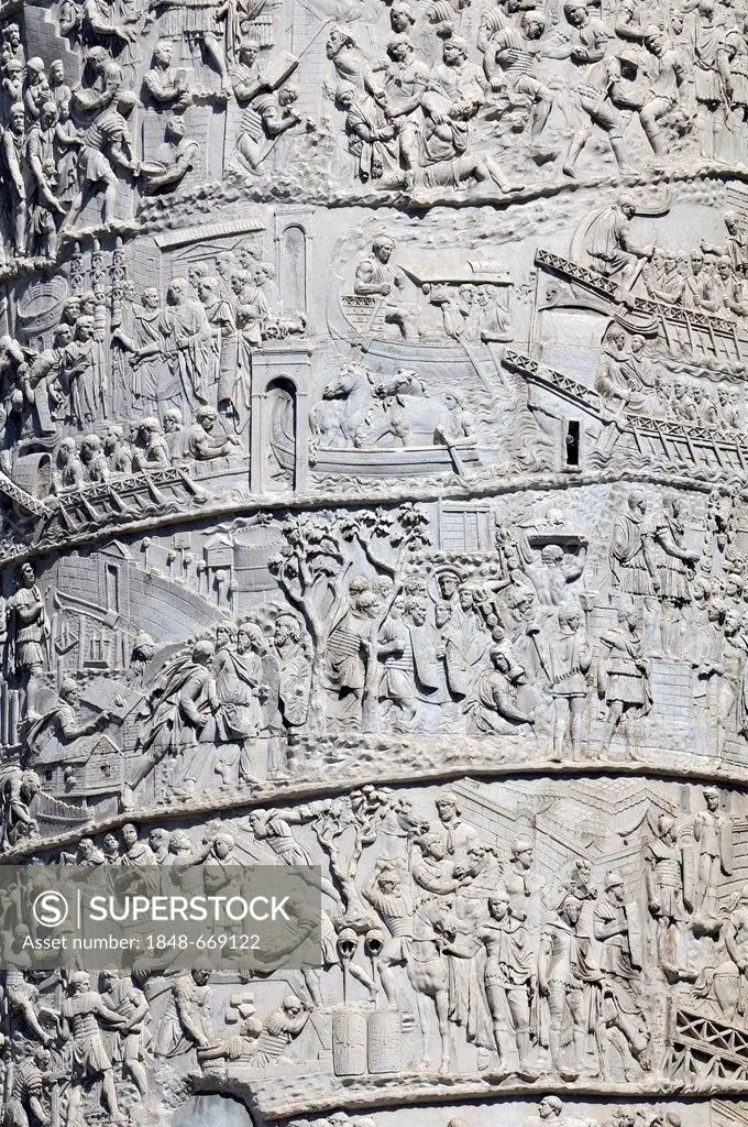 Relief, detail view of the Trajan Column, Rome, Lazio, Italy, Europe