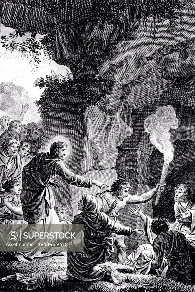 Resurrection of Lazarus, biblical scene, 1865