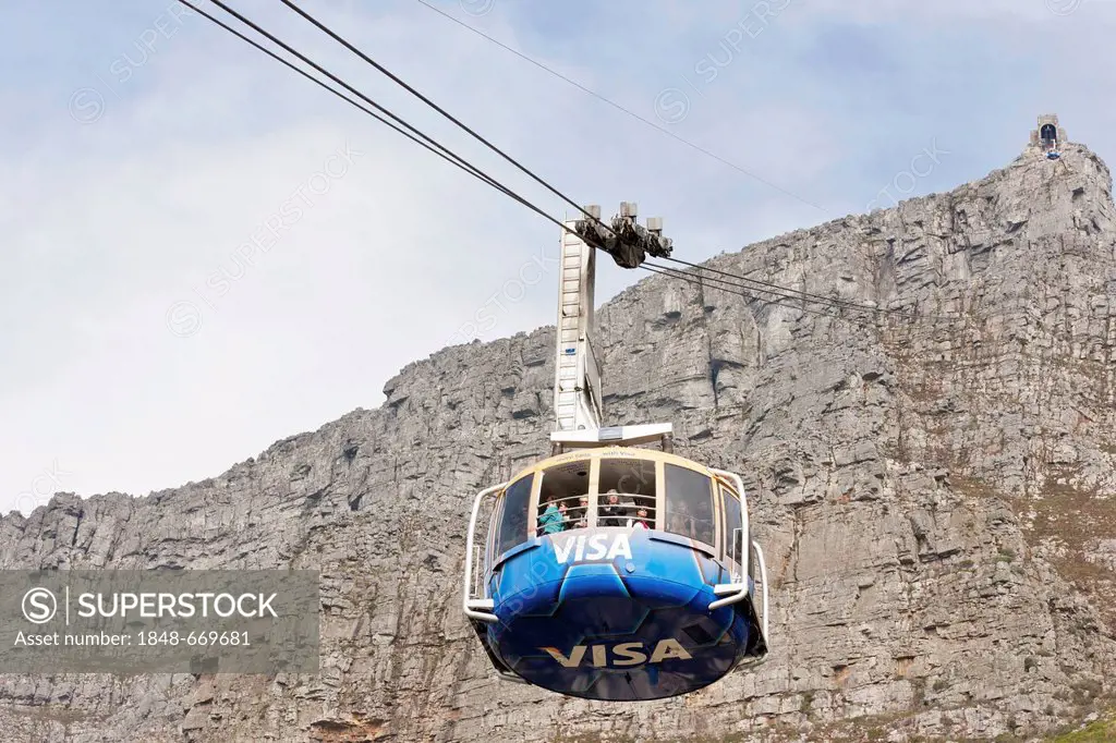Overhead cable car to the top of Table Mountain, Cape Town, South Africa