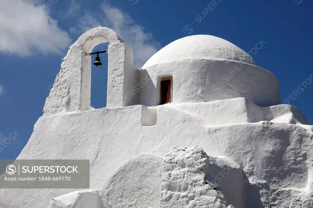 Church of Panagia Paraportiani in the old town of Mykonos, Greece, Europe