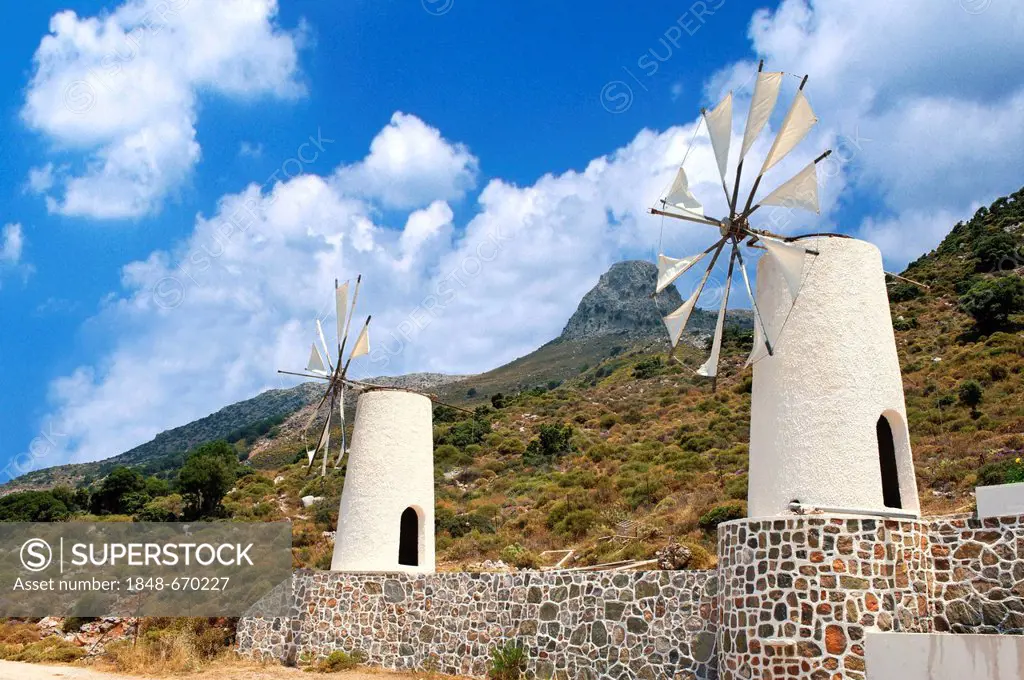 Windmills, Lasithi Plateau, Crete, Greece, Europe