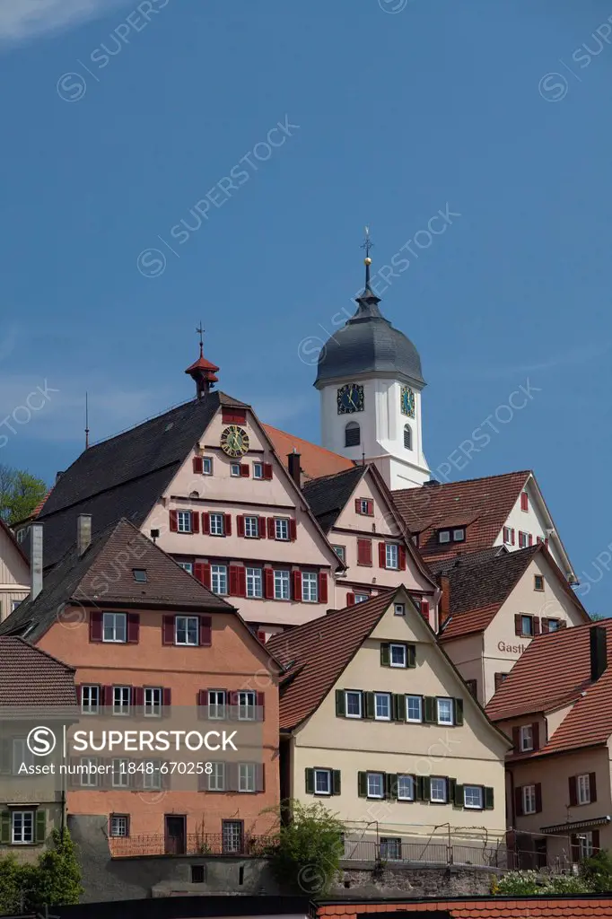 Historische Meile route, historic district of Altensteig, Black Forest mountain range, Baden-Wuerttemberg, Germany, Europe