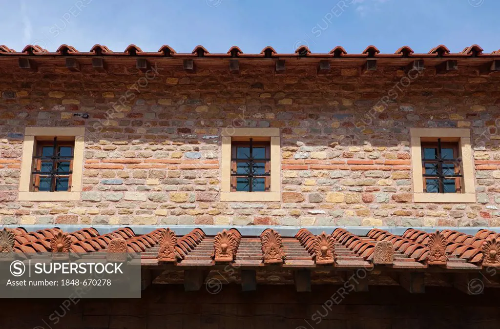 Roof of a villa from the Gallo-Roman era, open-air museum, Archaeological Site of Aubechies or L'Archéosite d'Aubechies, Aubechies, Hainaut, Wallonia ...