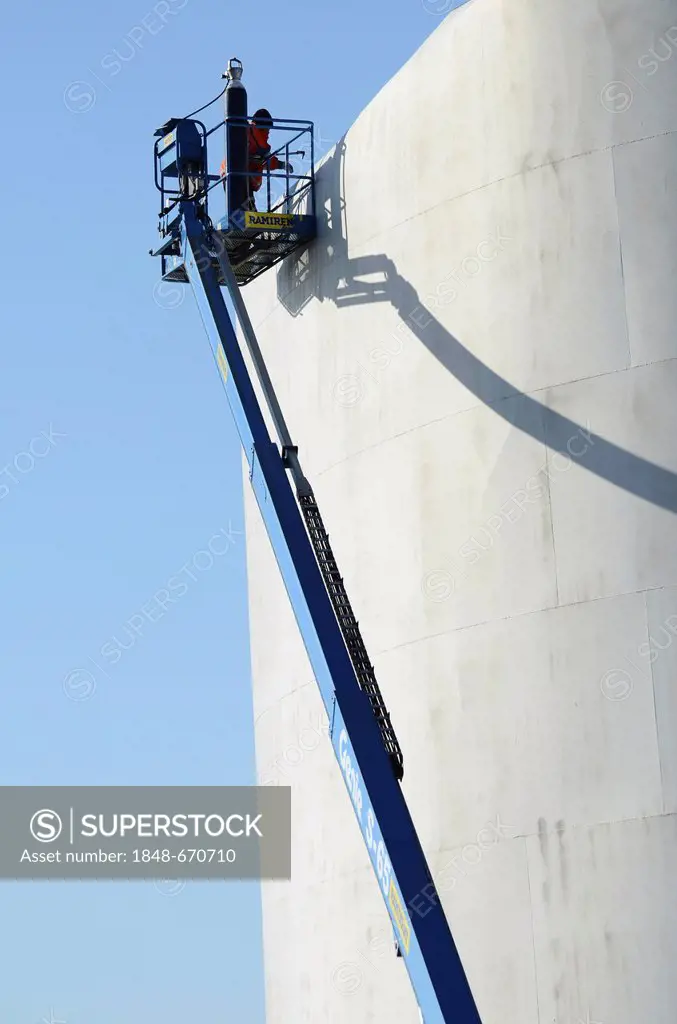 Pulling down a silo, Skane, Sweden, Europe