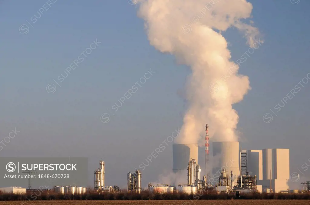 Coal power station and chemical plants, Saxony, Germany, Europe