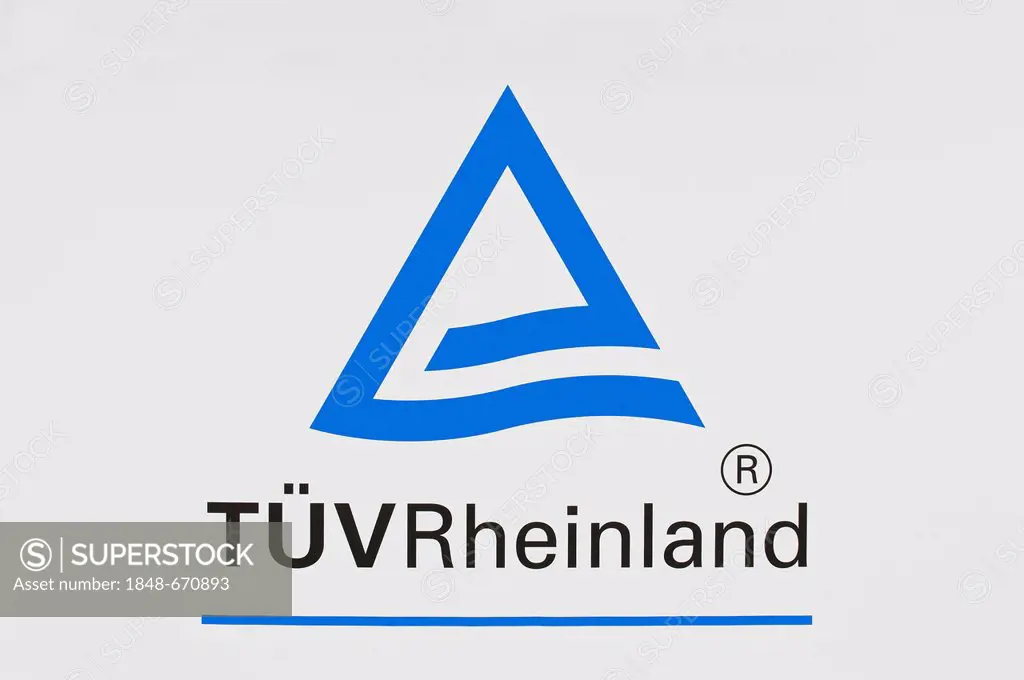 Sign with logo: TUeV Rheinland Technical Inspection Agency