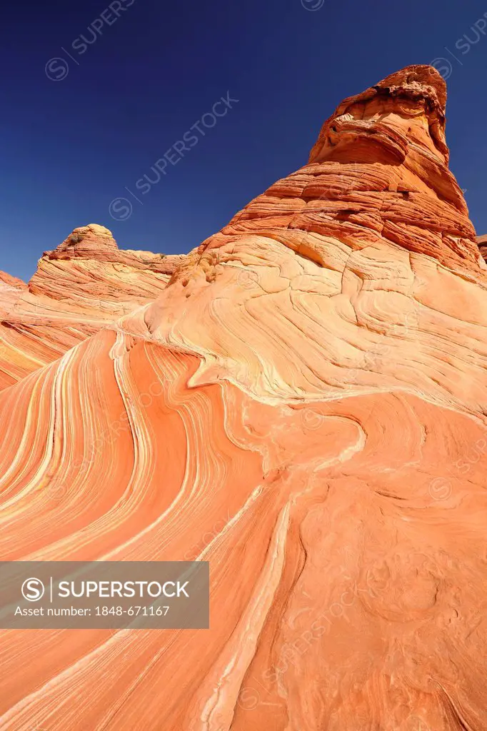 South entrance to The Wave sandstone formation, North Coyote Buttes, Paria Canyon, Vermillion Cliffs National Monument, Arizona, Utah, USA