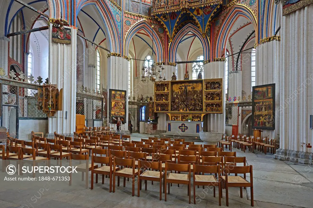Interior view, Nikolaikirche, St. Nicholas Church, Hanseatic City of Stralsund, UNESCO World Heritage Site, Mecklenburg-Western Pomerania, Germany, Eu...