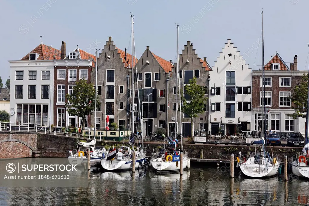 Historic warehouses at Kinderdijk, Middelburg, Walcheren, Zeeland, Netherlands, Europe