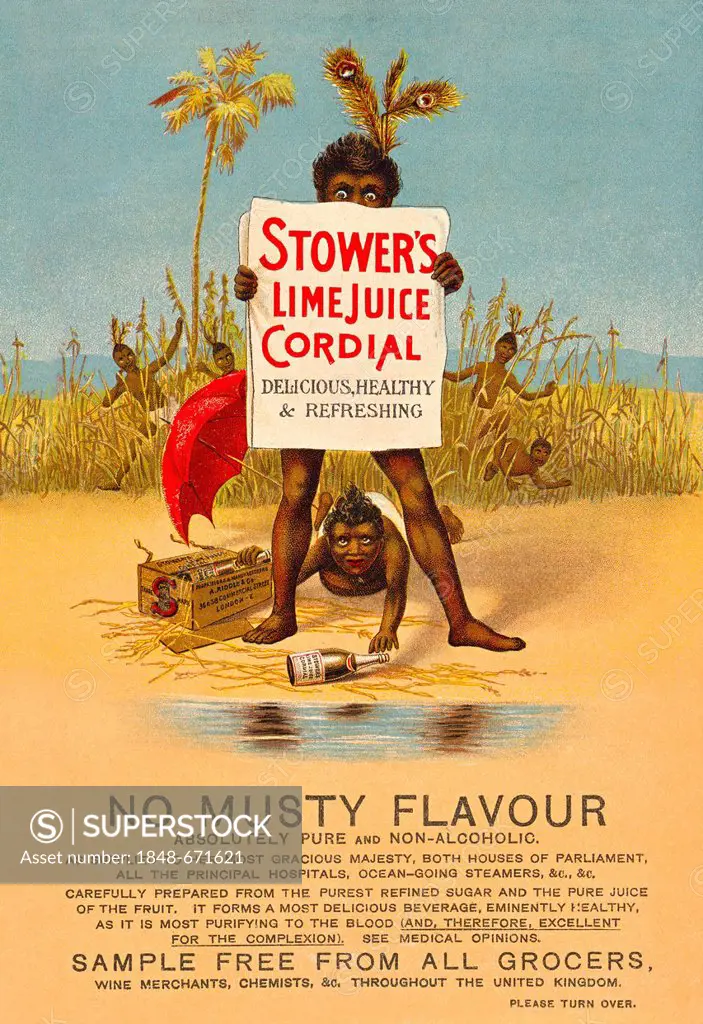 English advertising for Stower's Lime Juice Cordial from The Idler, Merritt & Hatcher, London from 1893, England, United Kingdom, Europe