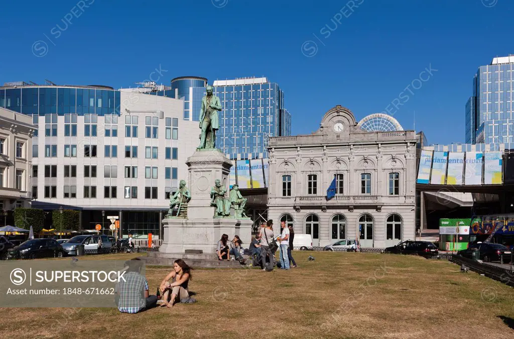 The memorial of John Cockerill in front of the European Parliament, Euro-City, Brussels, Belgium, Europe, PublicGround