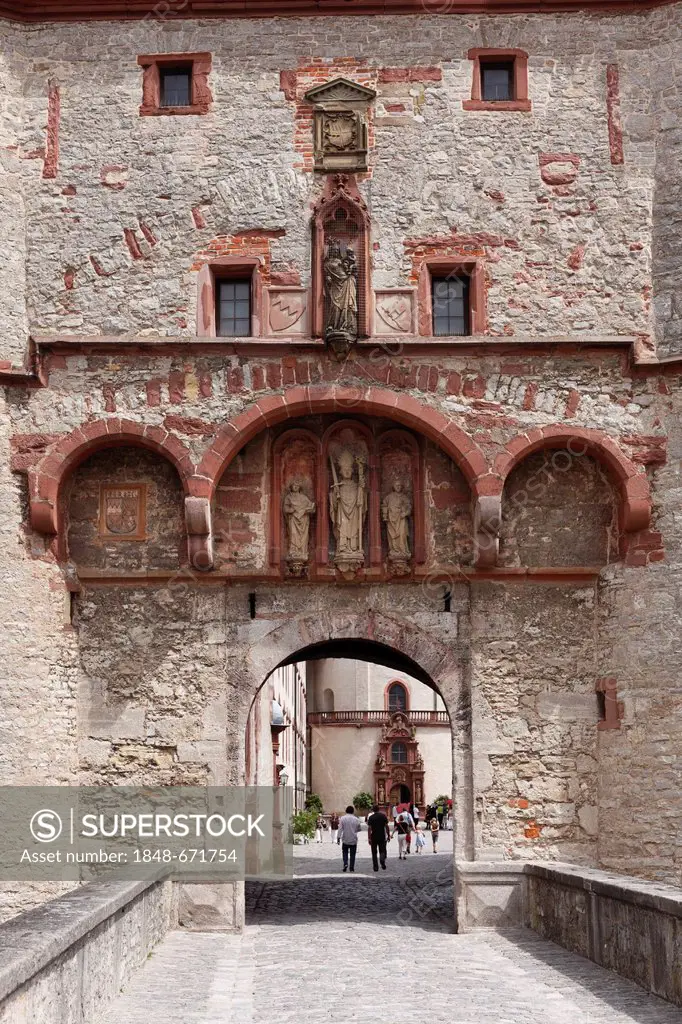 Scherenbergtor gate, Festung Marienberg, Fortress Marienberg, Wuerzburg, Lower Franconia, Franconia, Bavaria, Germany, Europe