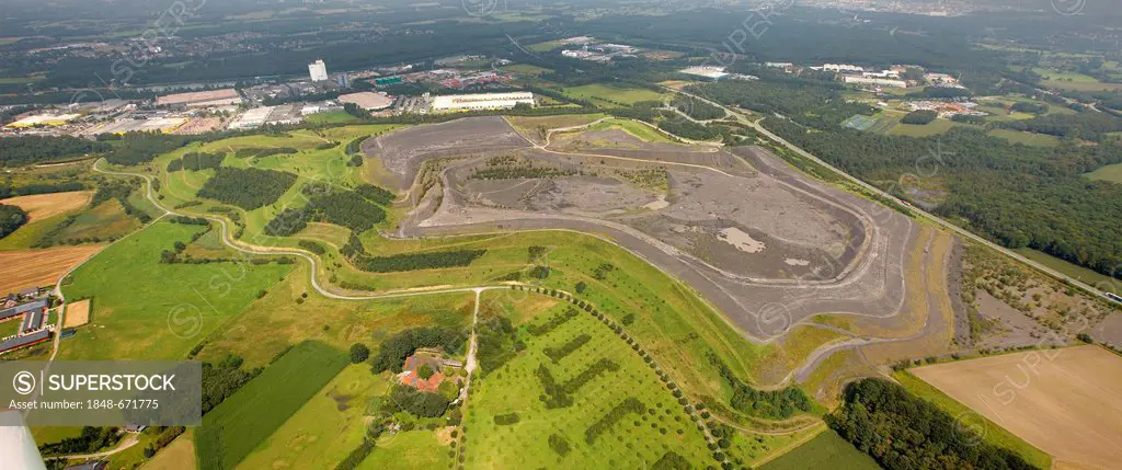 Aerial view, Huerfeldhalde waste dump, Altendorf, Dorsten, Ruhr Area, North Rhine-Westphalia, Germany, Europe