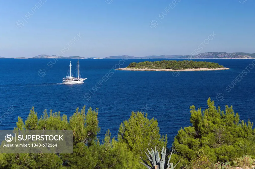 Sailing ship off Primosten, Dalmatia, Croatia, Europe
