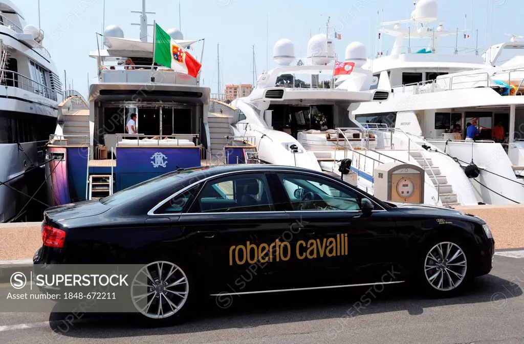 The yacht of fashion guru Roberto Cavalli, Cannes, France, Europe