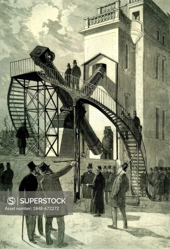 Astronomical observatory, historical illustration, 1897