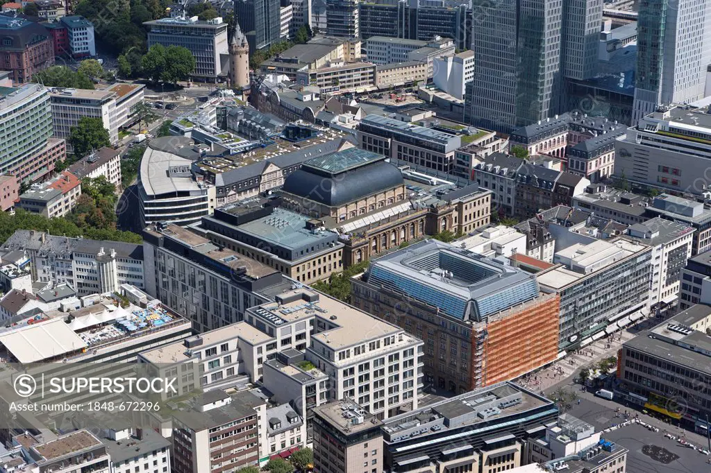 View over the Frankfurt Stock Exchange, Frankfurt am Main, Hesse, Germany, Europe