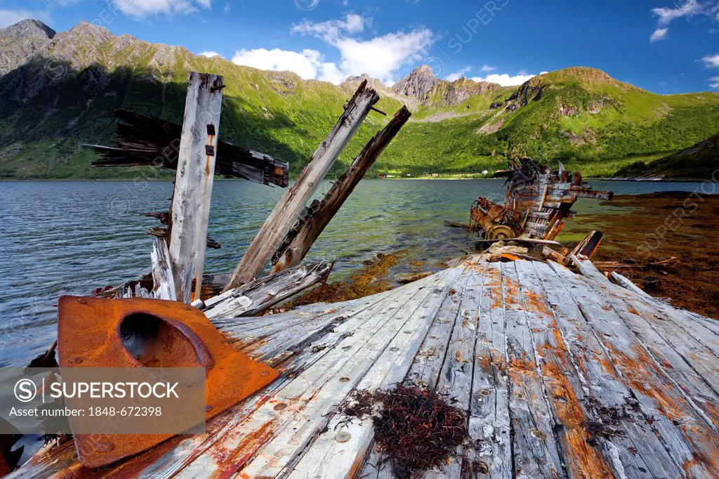 Shipwreck on the Lofoten Islands, Norway, Scandinavia, Europe, PublicGround