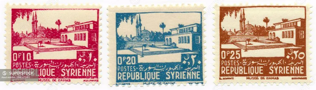 Historic stamps from Syria, Damascus National Museum, Syrian Arab Republic