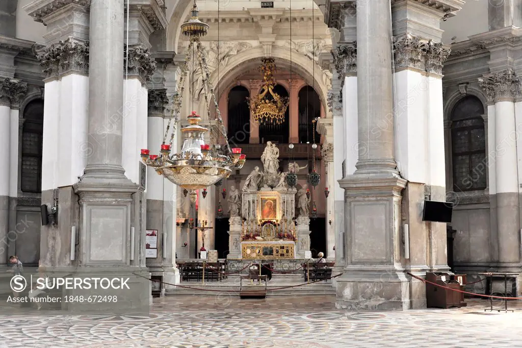 Interior view of the altar area, Chiesa Santa Maria della Salute church, Venice, Veneto, Italy, Europe