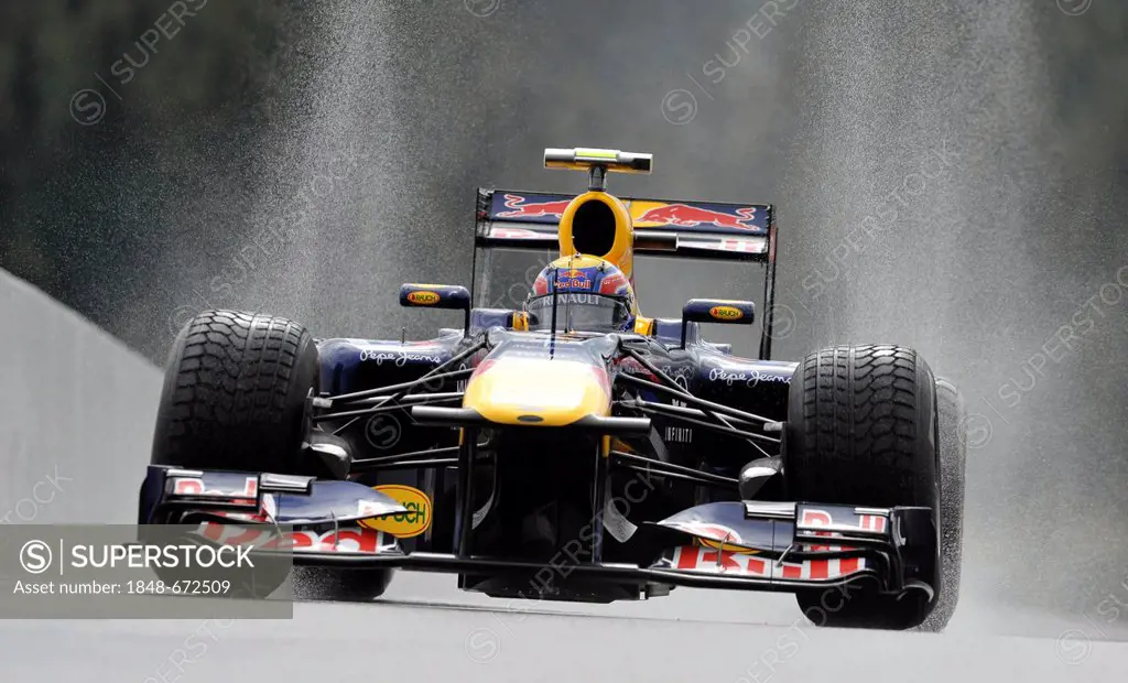 Mark Webber in the rain, AUS, Red Bull Racing, Formula 1, Belgian Grand Prix 2011, Spa-Francorchamps race track, Belgium, Europe