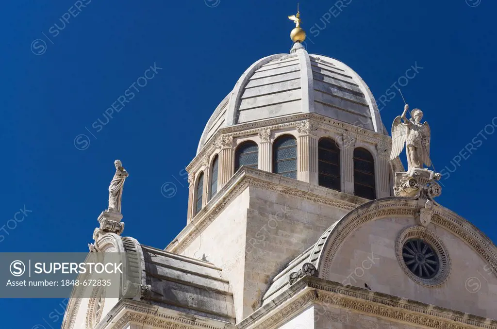 Dome of Sveti Jakov Cathedral, Cathedral of St. James, aeibenik Cathedral, Cathedral square, Sibenik, Dalmatia, Croatia, Europe