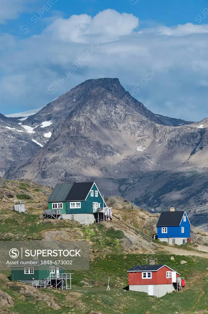 Houses, Tasiilaq, also known as Ammassalik, East Greenland, Greenland
