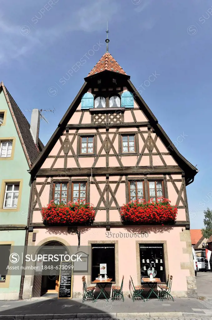 Brodwoschd, a Franconian sausage restaurant, Rothenburg ob der Tauber, Bavaria, Germany, Europe