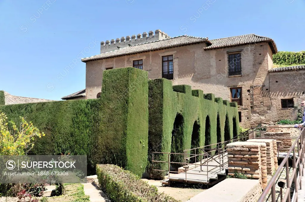 Patio de Machuca, Alhambra, Granada, Andalucia, Spain, Europe