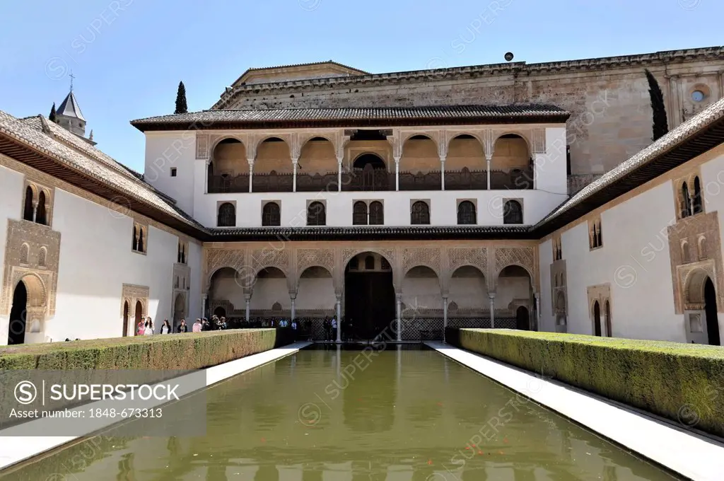 Court of the Myrtles, Alhambra, Granada, Andalucia, Spain, Europe