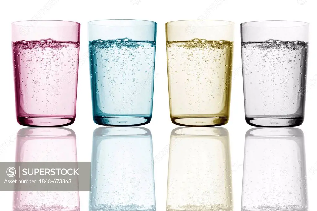 Illustration, four glasses of water