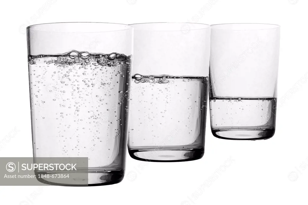 Illustration, three glasses of water