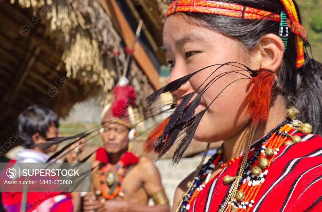 Woman of the Phom tribe at the annual Hornbill Festival in Kohima, India, Asia