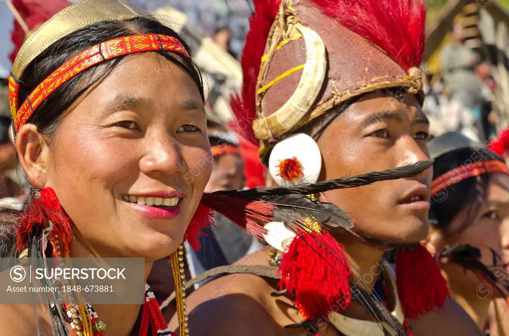 People of the Phom tribe at the annual Hornbill Festival in Kohima, India, Asia