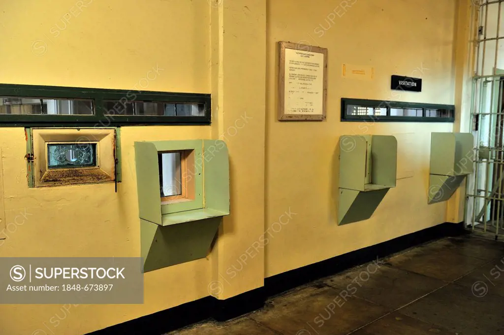 Intercom facility for prisoners and their visitors in prison, Alcatraz Island, California, USA