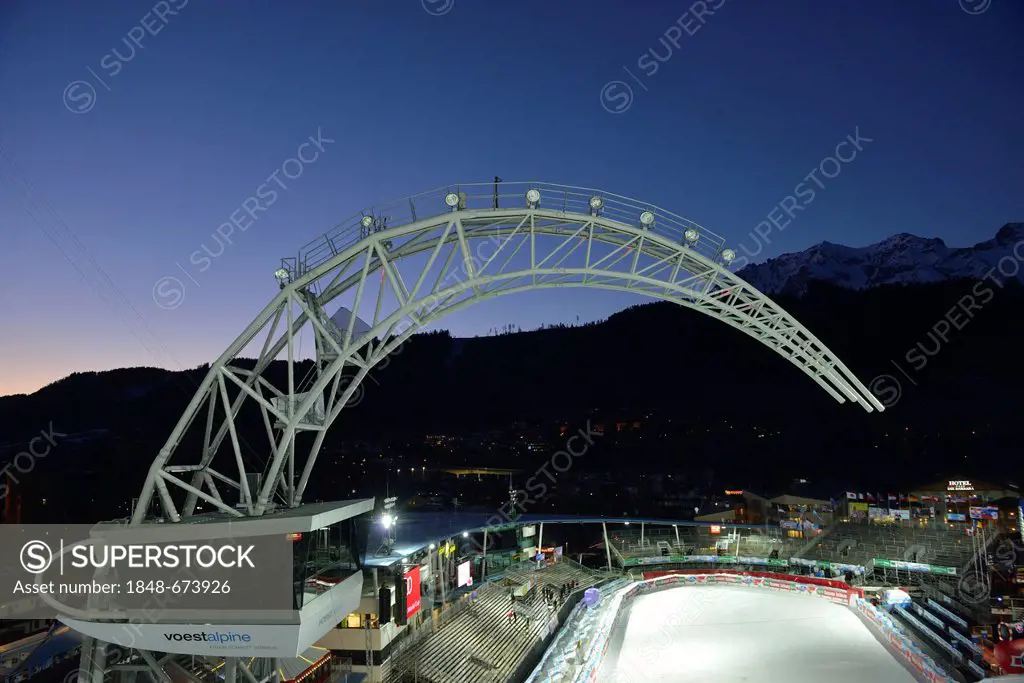 Skiing Stadium, dusk, Schladming, host city of the Alpine World Ski Championships 2013, Styria, Austria, Europe