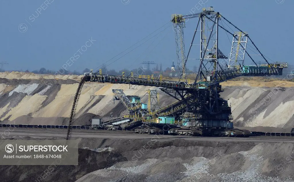 Stacker in the lignite mining Schleenhain, Saxony, Germany, Europe
