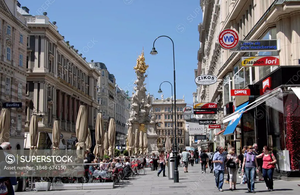 Holy Trinity column, pedestrian zone, Vienna, Austria, Europe