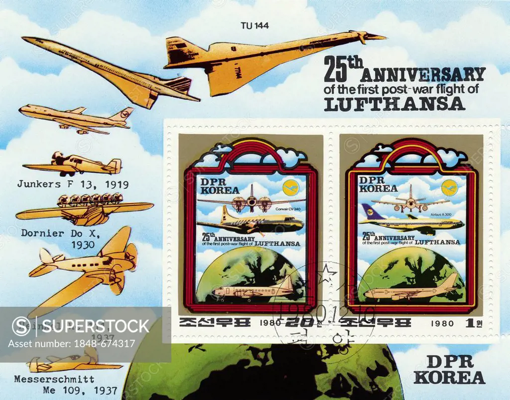 Stamps from North Korea, 25 years of Lufthansa, 1980