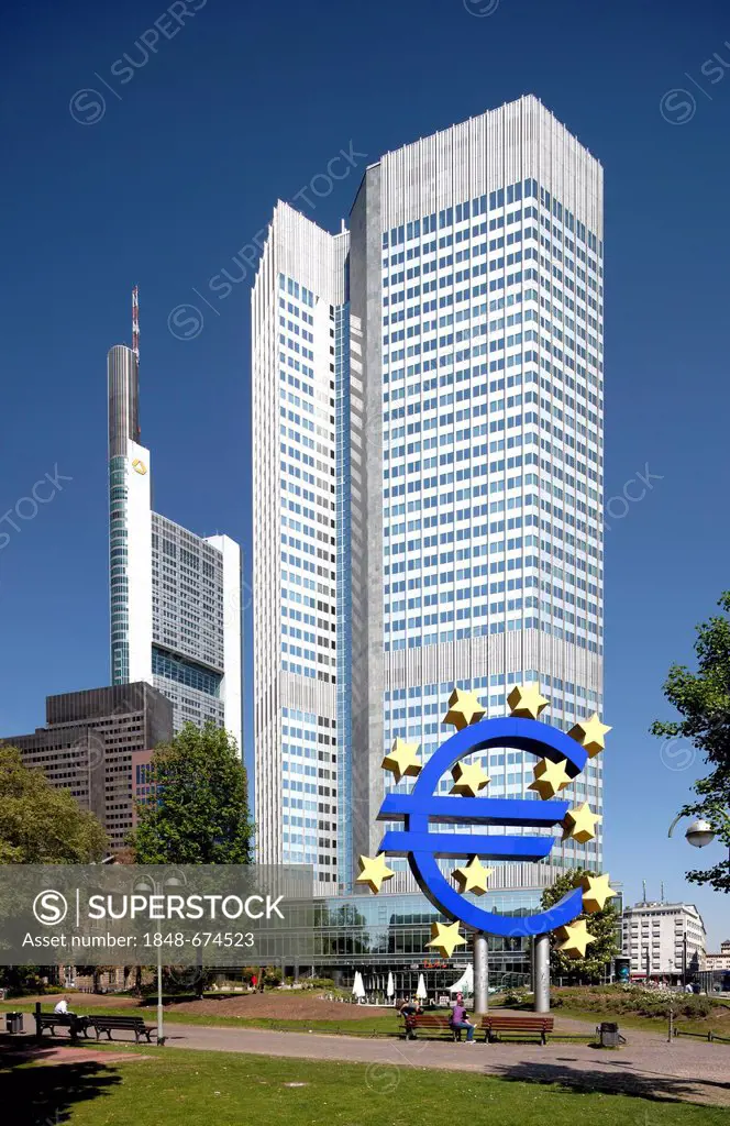 Eurotower, headquarters of the European Central Bank, Frankfurt am Main, Hesse, Germany, Europe, PublicGround