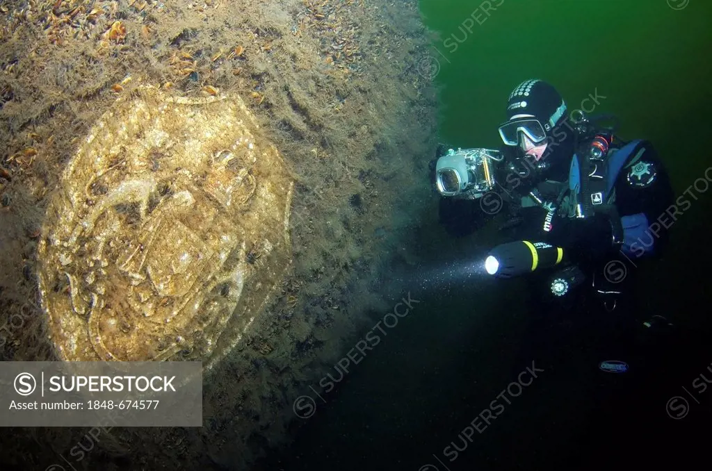 Wreck diving at the shipwreck Sulina, Odessa, Black Sea, Ukraine, Eastern Europe