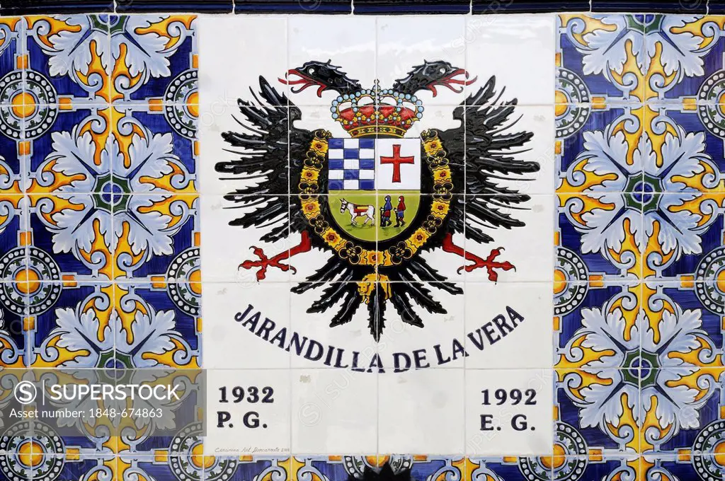 Coat of arms of Jarandilla de la Vera, Sierra de Gredos, Extremadura, Spain, Europe