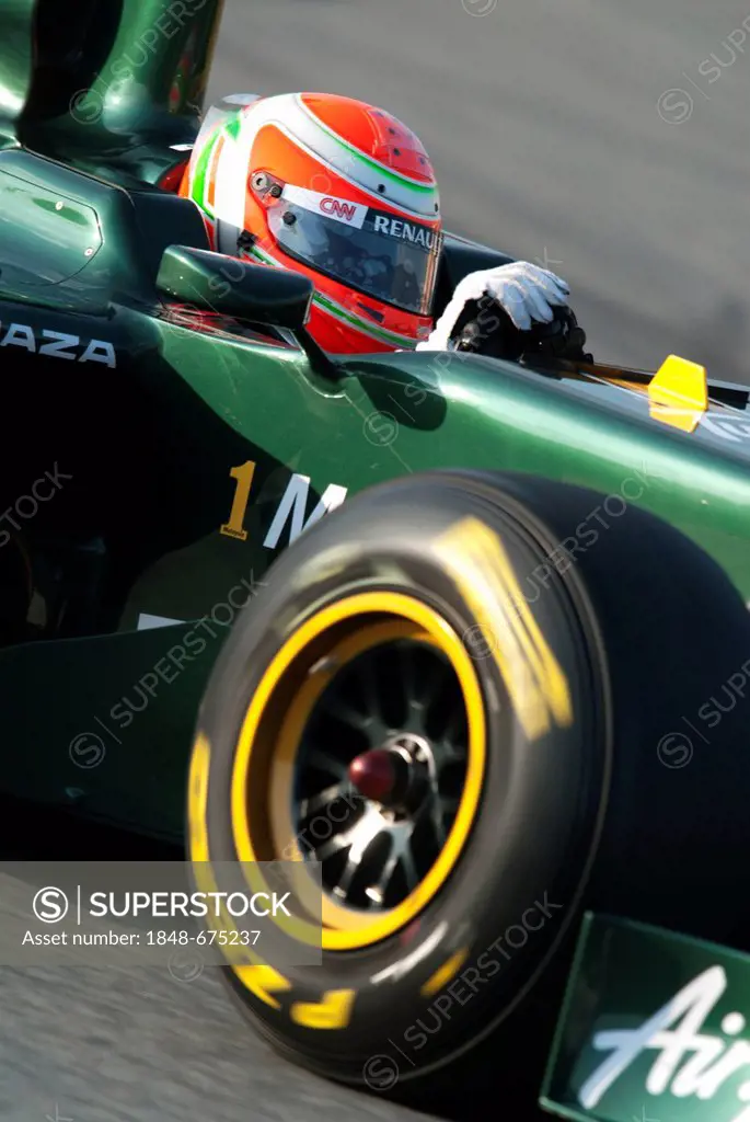 Italian driver Jarno Trulli driving his Team Lotus-Cosworth T128 car, motor sports, Formula 1 testing at the Circuit de Catalunya, Circuit de Barcelon...