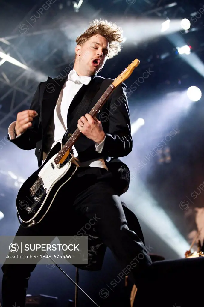 Guitarist Nicholaus Arson of the Swedish band The Hives performing live at the Heitere Open Air festival in Zofingen, Switzerland, Europe