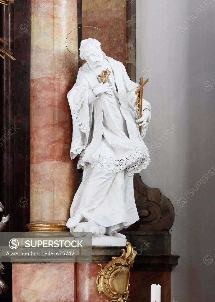 Holy Statue, St. Francis Xavier by Ignaz Guenther, St. Joseph Church, Fuenfseenland, Five Lakes district, Upper Bavaria, Bavaria, Germany, Europe