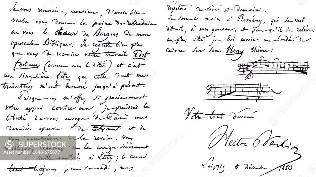 Historical manuscript by Louis Hector Berlioz