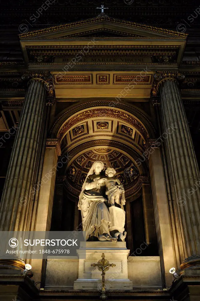 Interior, statues of biblical stories, church Église de la Madeleine or L'église Sainte-Marie-Madeleine, Paris, France, Europe