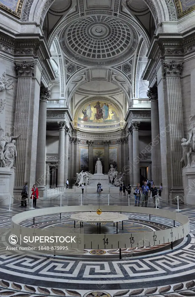 Interior with the Foucault Pendulum as empirical evidence of the Earth's rotation, Panthéon, a mausoleum for French National heroes, Montagne Sainte-G...