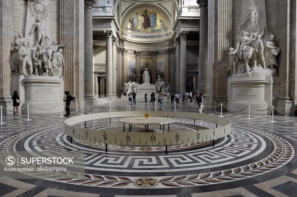 Interior with the Foucault Pendulum as empirical evidence of the Earth's rotation, Panthéon, a mausoleum for French National heroes, Montagne Sainte-G...